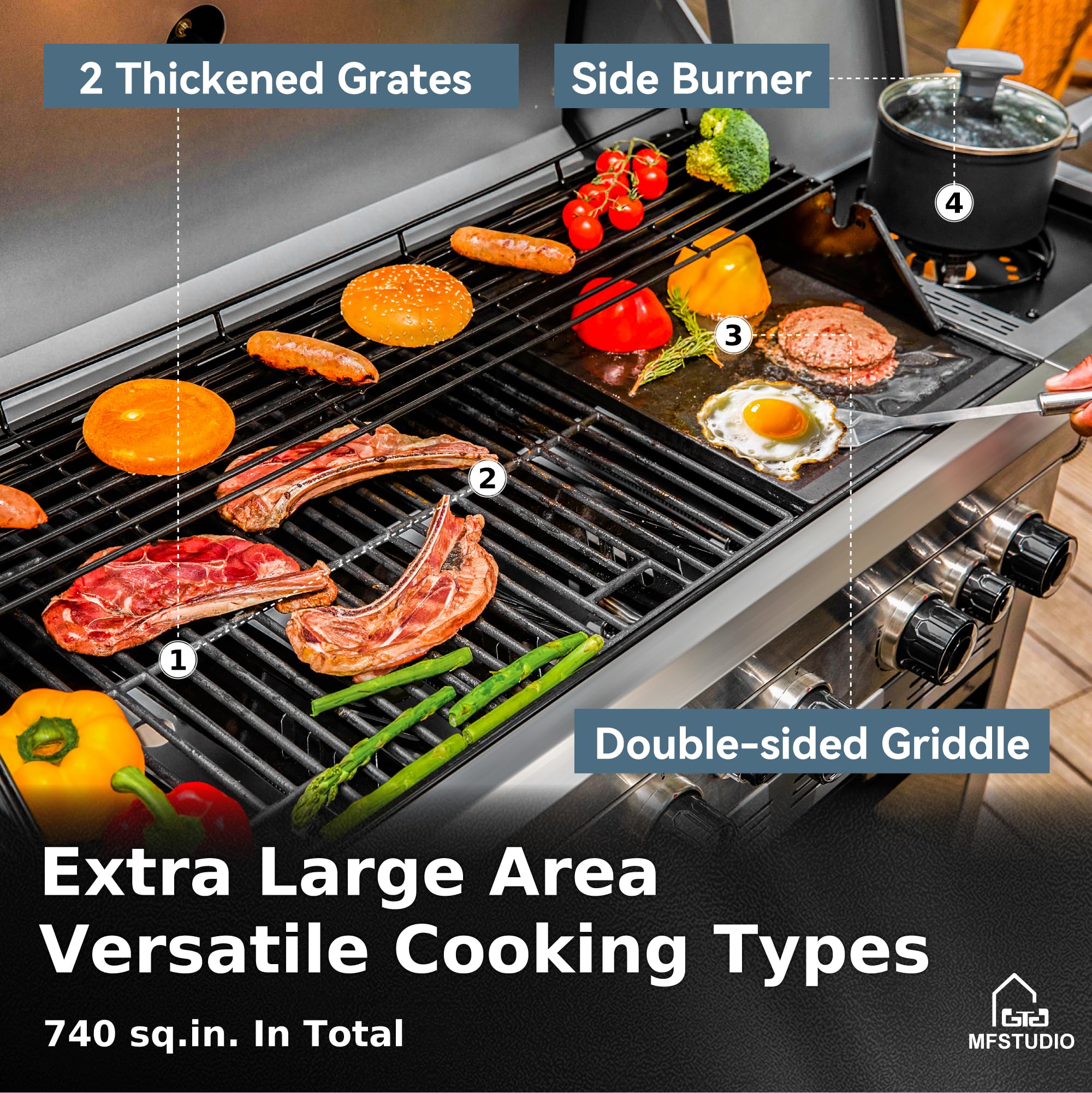 Amazon | MFSTUDIO 7バーナー BBQ ガスプロパングリル 焼けるサイド Amazon | MFSTUDIO 7バーナー BBQ ガスプロパングリル 焼けるサイド